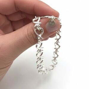 Sterling Silver S925 Heart and X Link Bracelet – Paloma Picasso Style